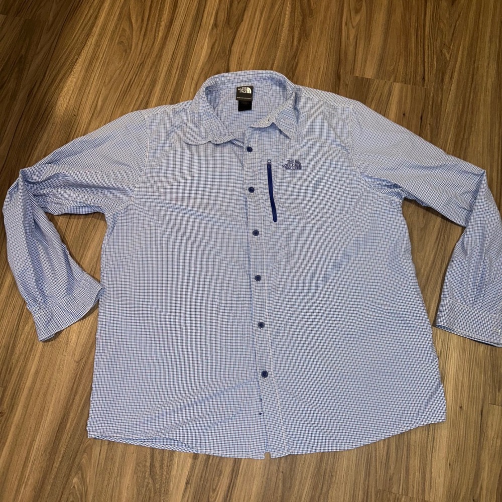 The North Face‎ Mens XL Blue Plaid Long Sleeve Button Down Shirt
